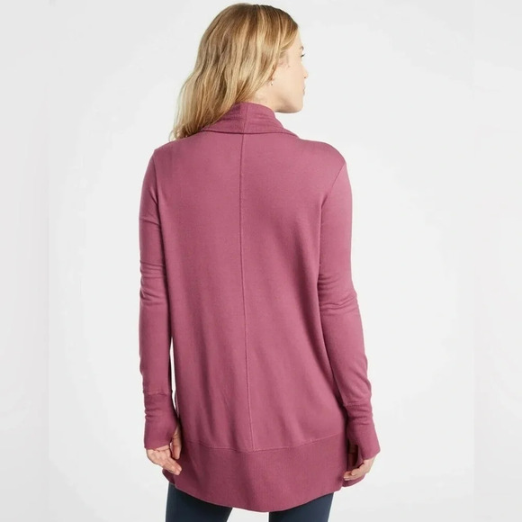 Athleta Womens XS Mauve Pink Prayanama Open Front Cardigan Wrap Modal Knit Cozy - Picture 2 of 6